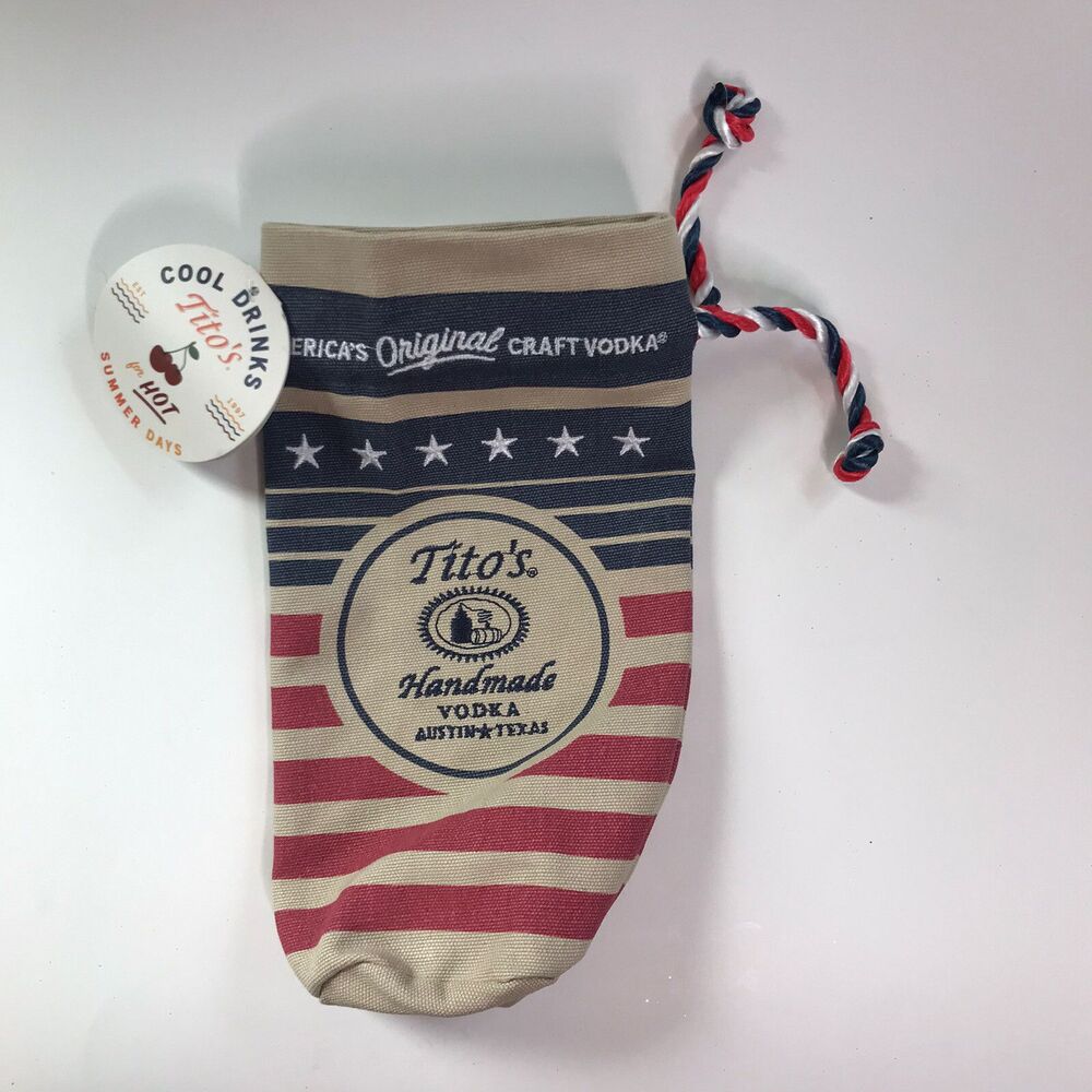 Tito's Handmade Vodka 750mL Canvas Bottle Tote - Summer Flag Theme NWT